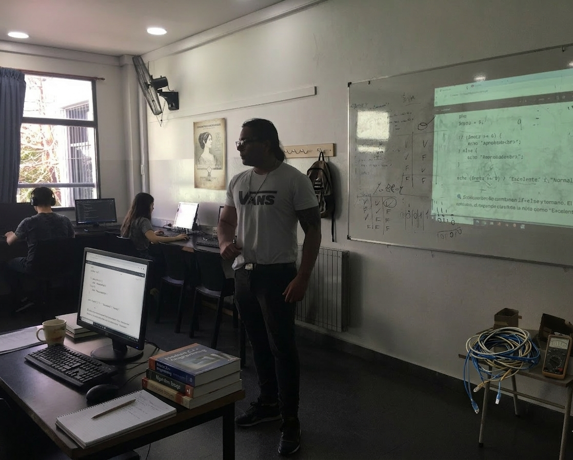 Alan Acosta en contexto de capacitacion y aula